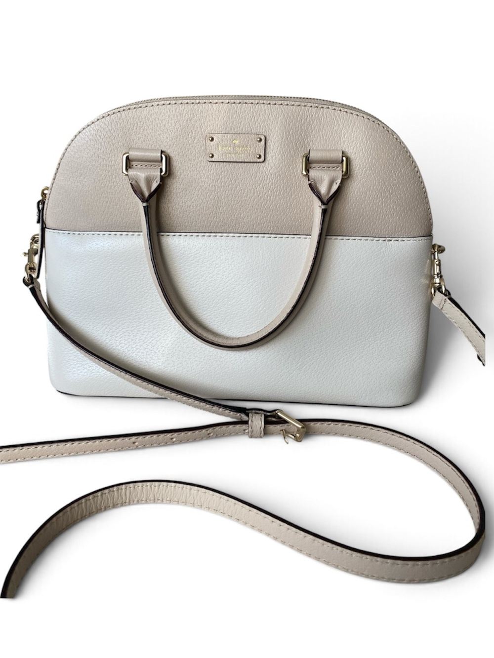 KATE Spade Grove Street Carli Dome Satchel Crossbody in Taupe/Pink and Cream